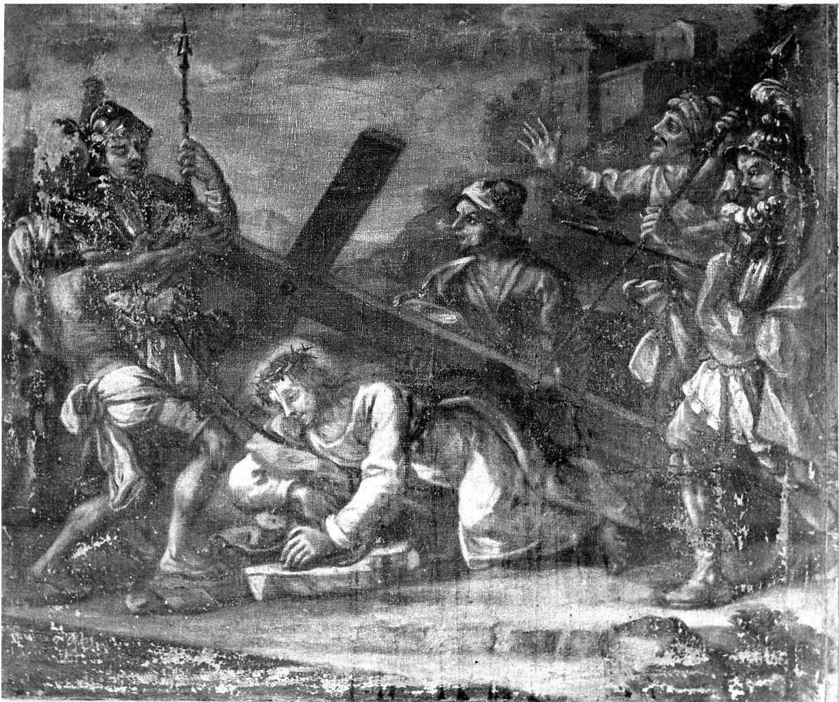 stazione VII: Gesù cade sotto la croce la seconda volta (Via Crucis, elemento d'insieme) - ambito Italia meridionale (sec. XVIII)