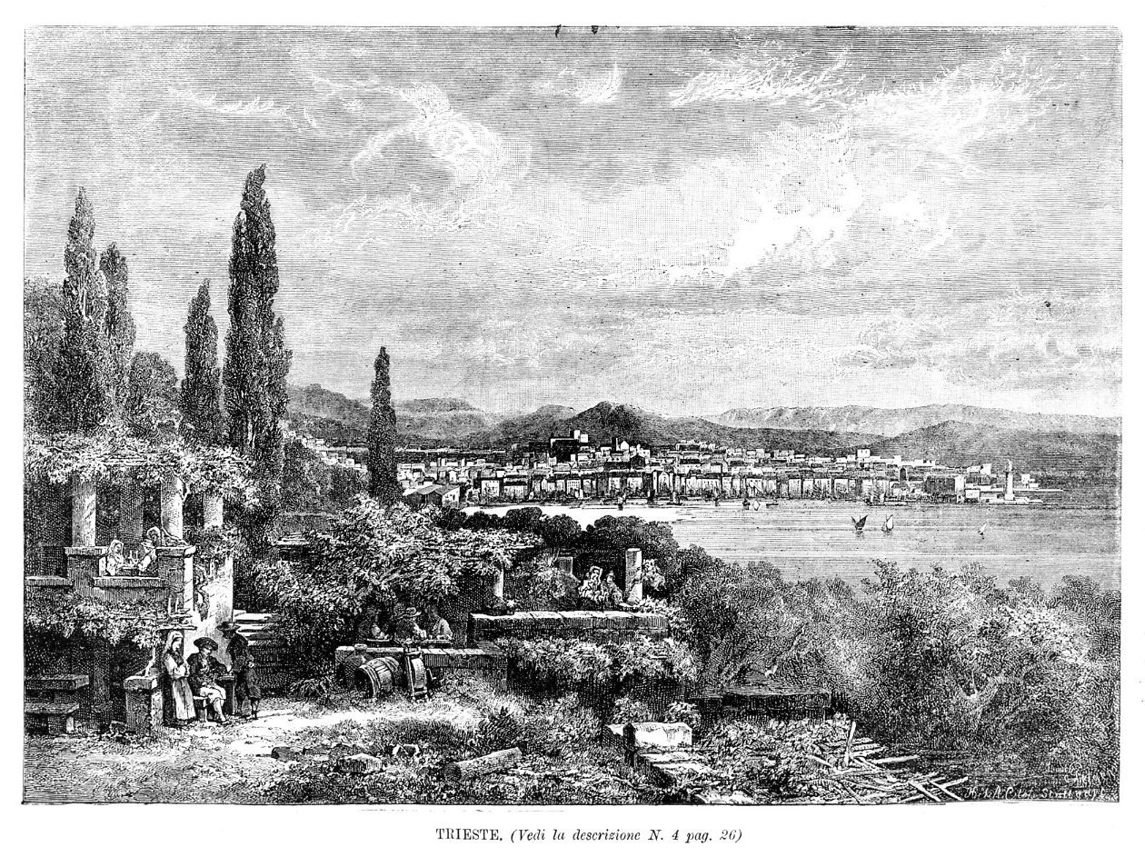 Trieste, veduta di Trieste (stampa) di Gugenn (sec. XIX)