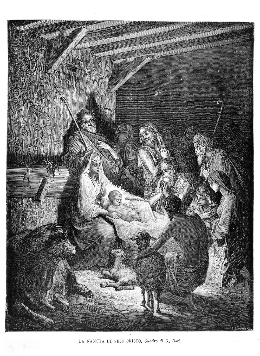 La nascita di Gesu' Cristo, Natività (stampa) di Doré Gustave, Pannemaker Ligur (sec. XIX)