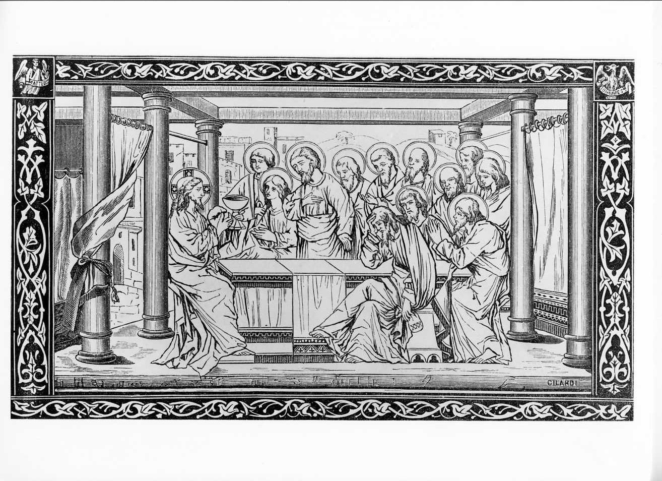 Istituzione dell'Eucarestia, ultima cena (stampa) di Cilardi (attribuito) (sec. XIX)