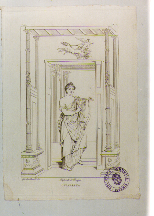 SUONATRICE DI CETRA (stampa) di Anonimo, Becchio A, Maldarelli Giovanni (sec. XIX)