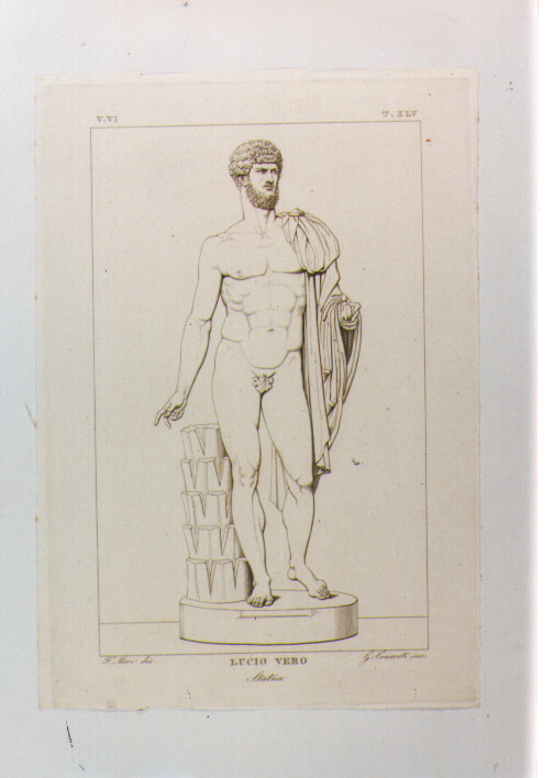 LUCIO VERO (stampa tagliata) di Anonimo, Consorti G, Mori Ferdinando (sec. XIX)