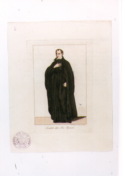 SACERDOTE (stampa colorata a mano) di Capparoni Giuseppe (sec. XIX)