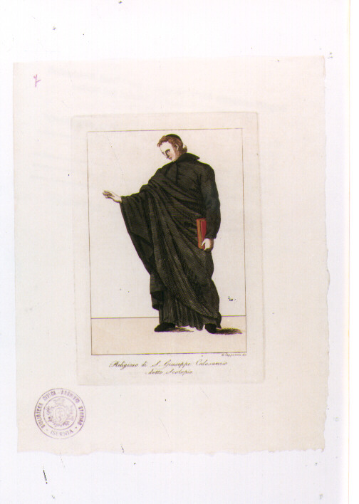 SACERDOTE SCOLOPIO (stampa colorata a mano) di Capparoni Giuseppe (sec. XIX)