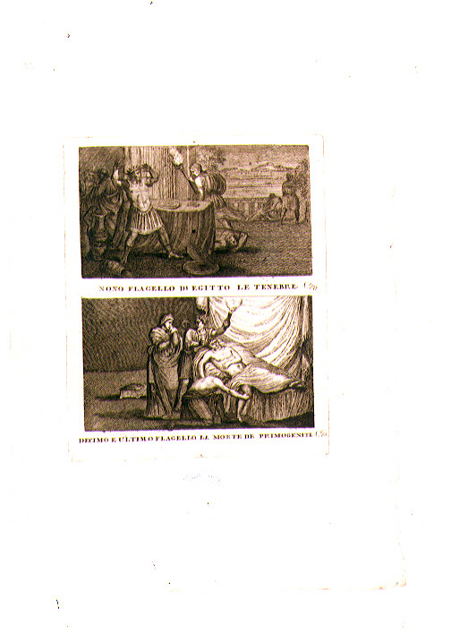 L'ECLISSI DI SOLE; LA MORTE DEI PRIMOGENITI D'EGITTO (stampa) di Olivieri Bernardino (sec. XVIII)
