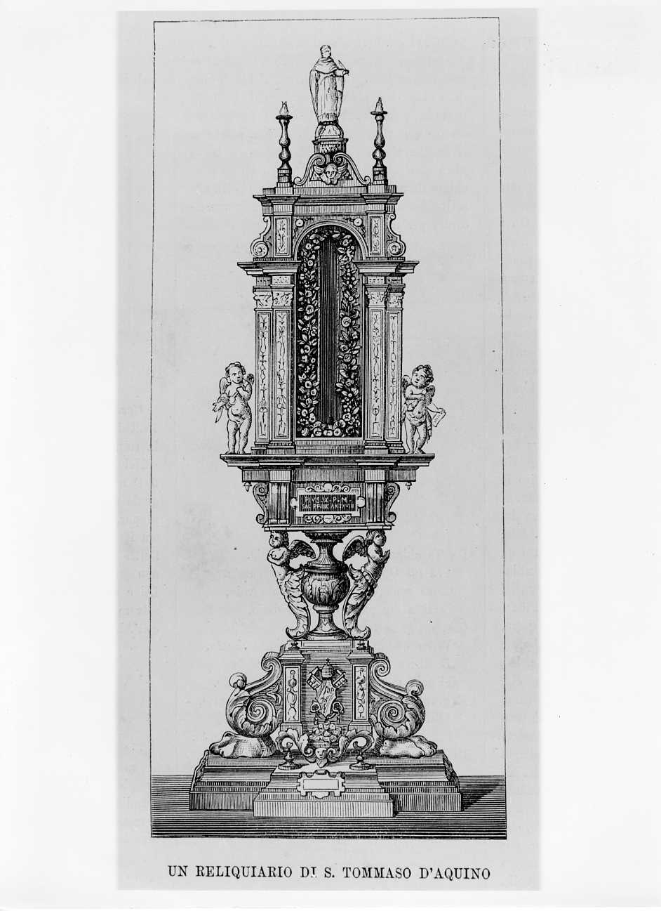 Un reliquiario di S. Tommaso d'Aquino, reliquiario di S. Tommaso (stampa) - ambito italiano (sec. XIX)