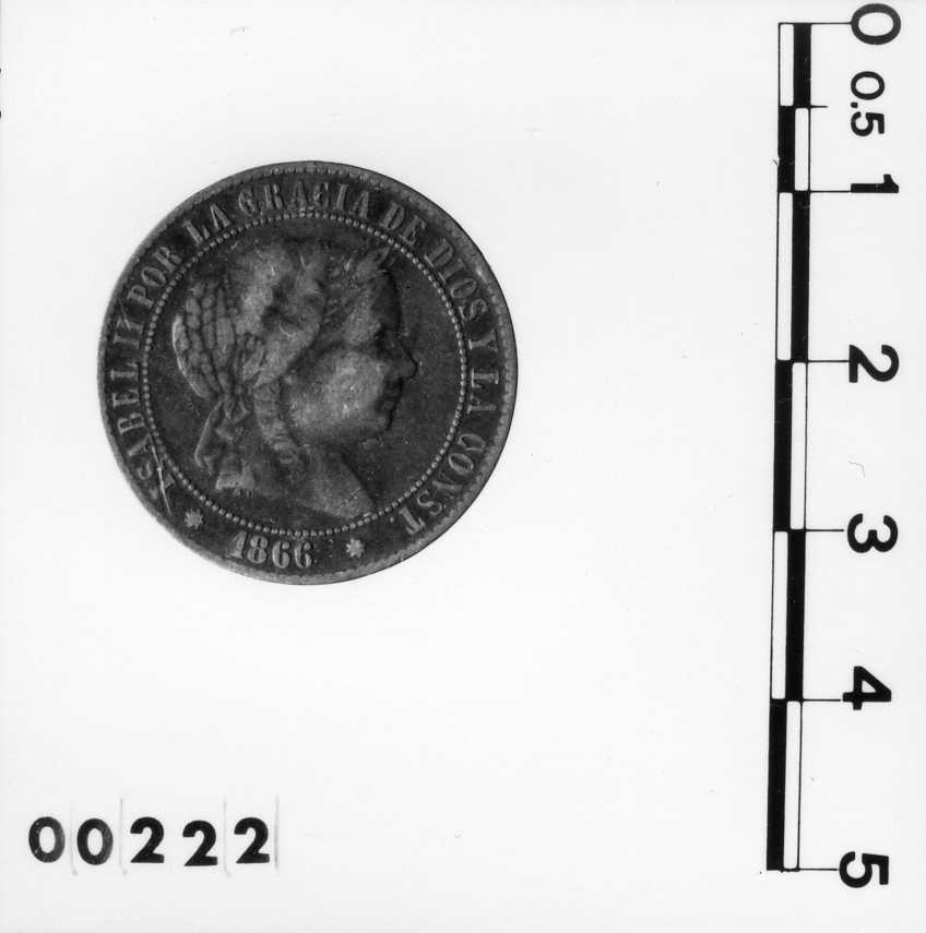 moneta - 2 e 1/2 centimos de escudo (secc. XIX d.C)