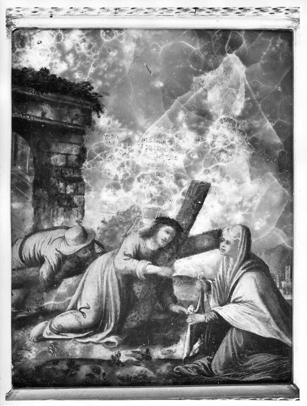 Cristo caduto sotto la croce e l'incontro cn la Veronica (dipinto) - bottega napoletana (sec. XVIII)