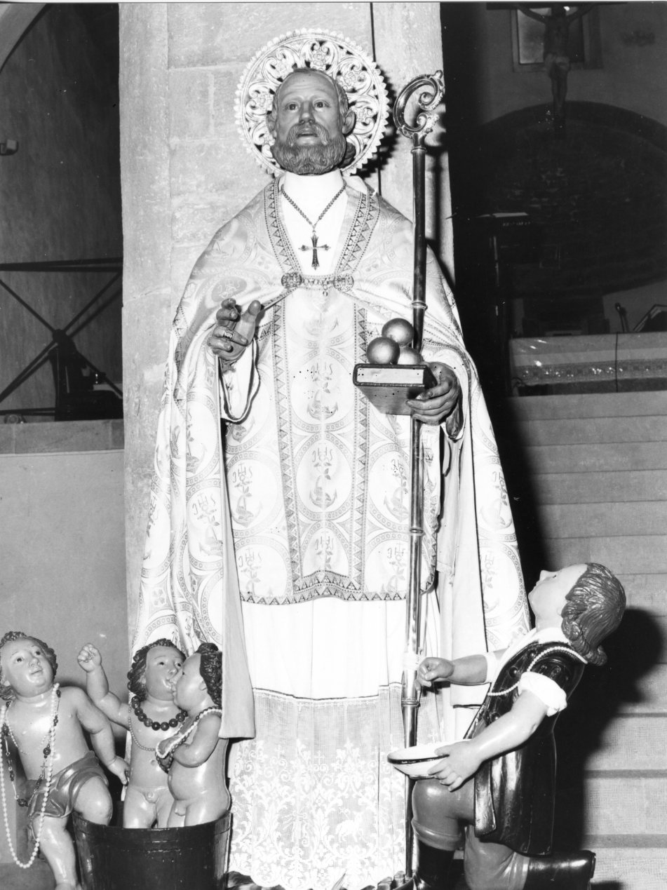 San Nicola di Bari con Adeodato e i tre Bambini (statua) - bottega molisana (sec. XIX)