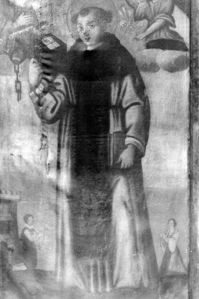 San Leonardo, l'Annunciazione e due committenti (dipinto) - ambito pugliese (sec. XVII)