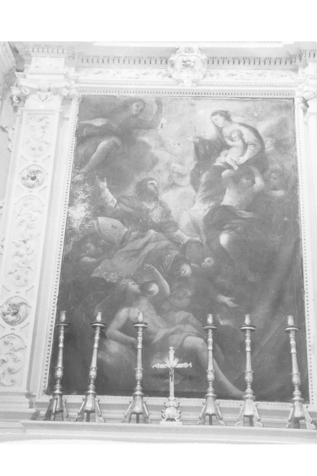 Madonna del Purgatorio con santo vescovo (dipinto) - ambito pugliese (fine/inizio secc. XVII/ XVIII)