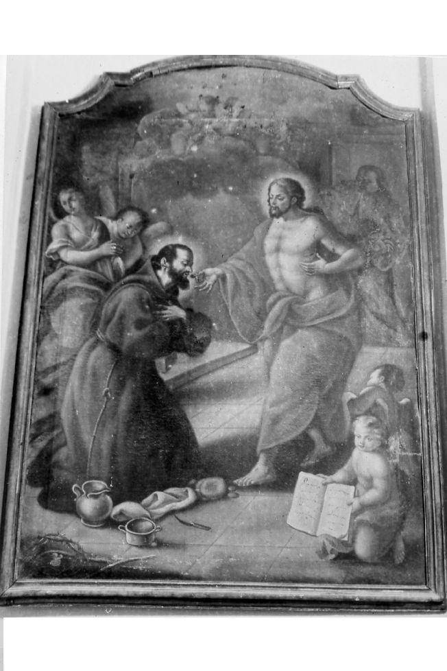 Comunione di un cappuccino (dipinto) - ambito pugliese (sec. XVIII)