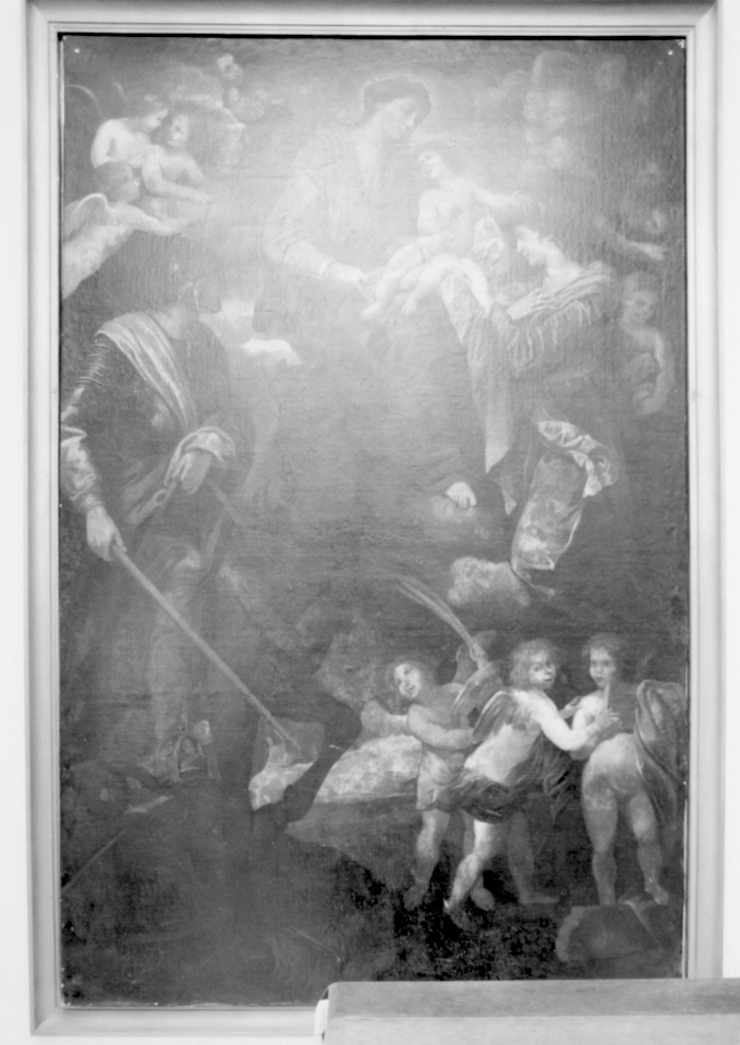 Madonna con bambino tra i santi giorgio e caterina d'alessandria, madonna con bambino e santi (dipinto)