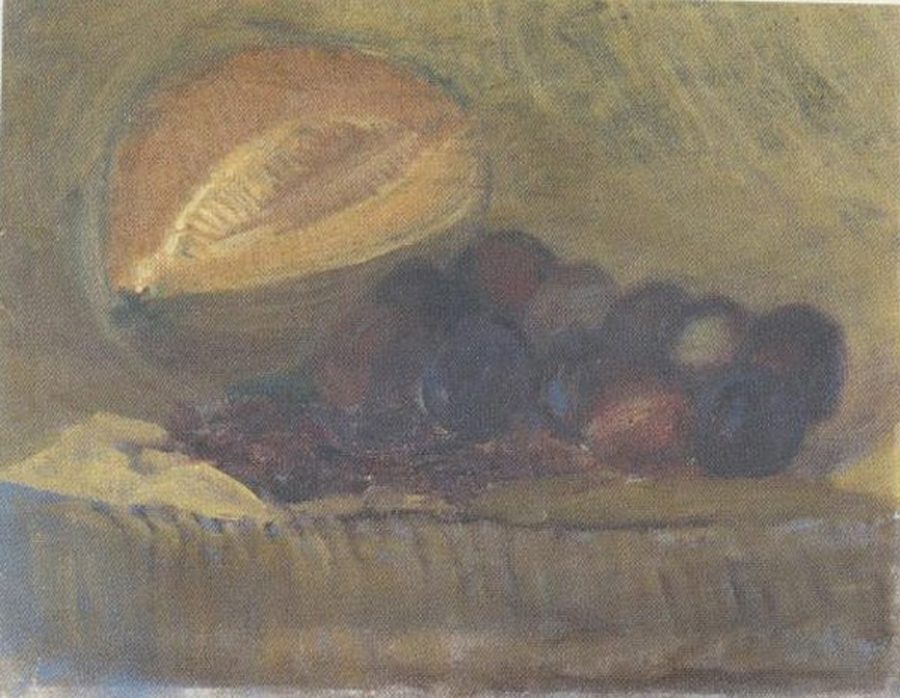 natura morta con frutta (dipinto) - ambito sardo (sec. XX)