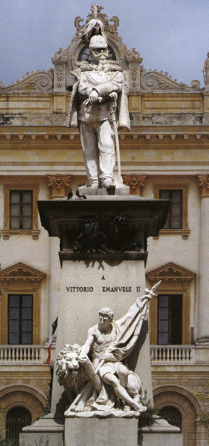 Ritratto di vittorio emanuele ii e figure (monumento)