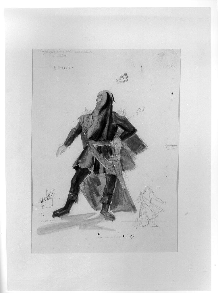 costume per personaggio maschile (disegno, elemento d'insieme) di Fontanelli Giuseppe detto Bissietta (sec. XX)