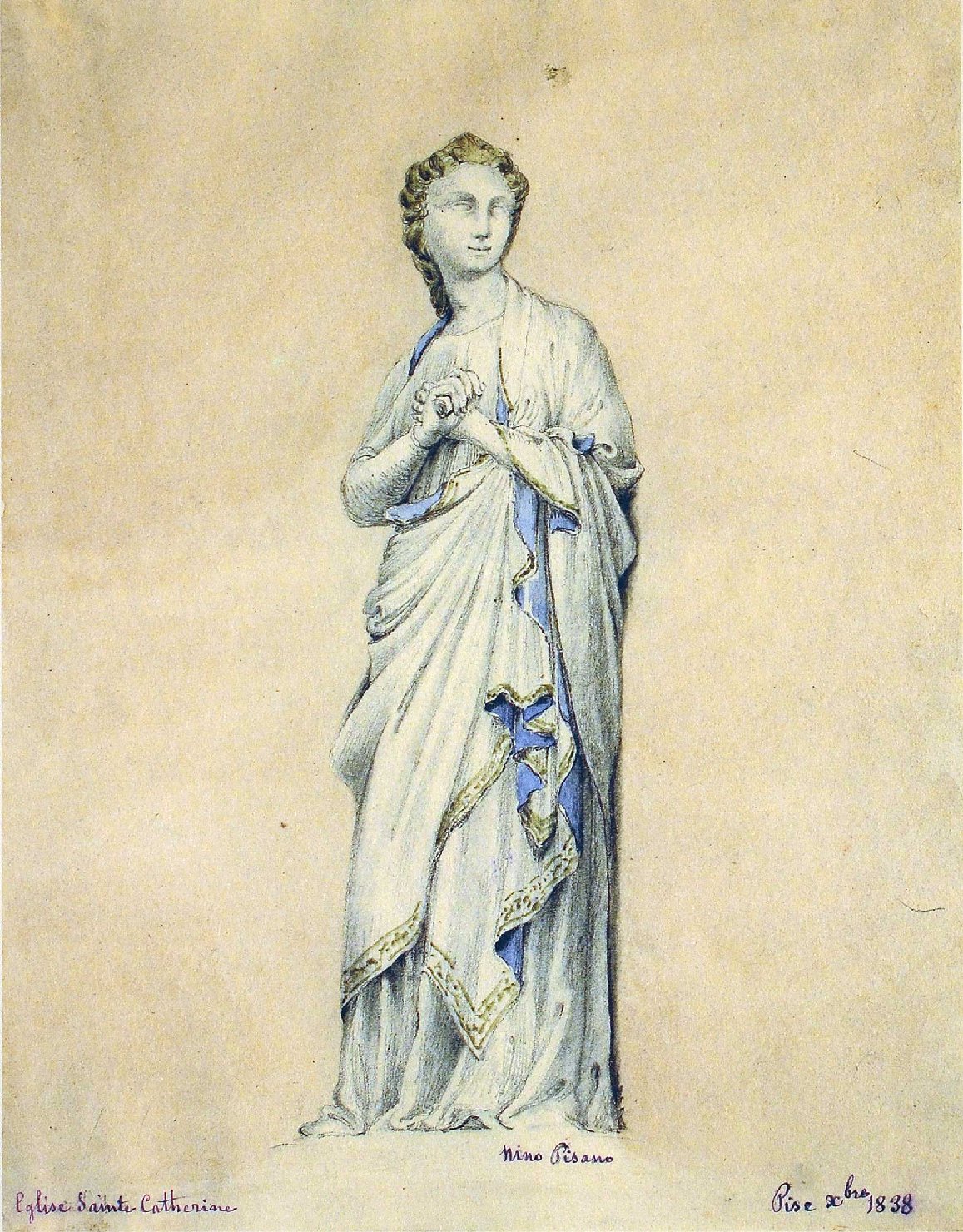 Angelo di Nino Pisano, angelo (disegno, opera isolata) - ambito francese (sec. XIX)