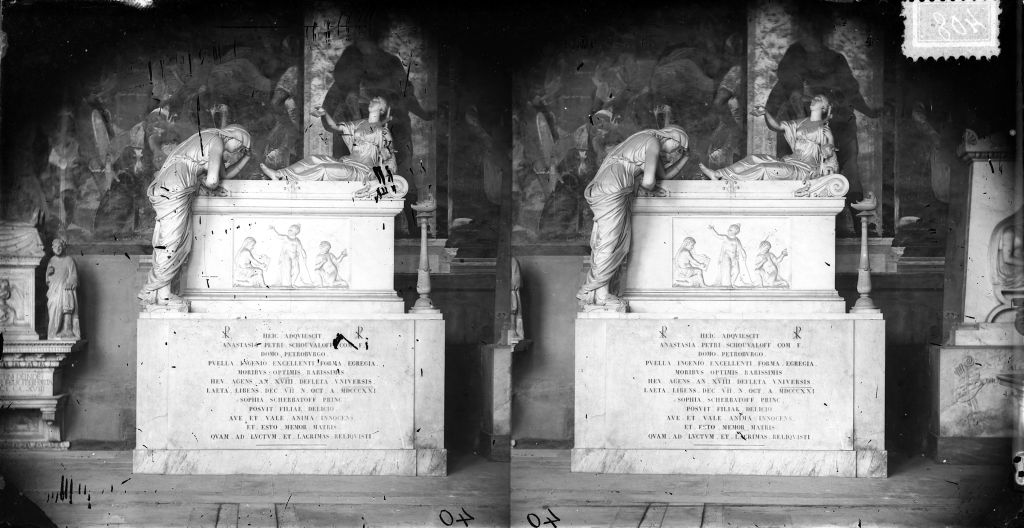 Pisa - Camposanto - Monumento sepolcrale di Anastasia Petri (negativo) di Lint, Michele van, Anonimo (XIX/ XX)