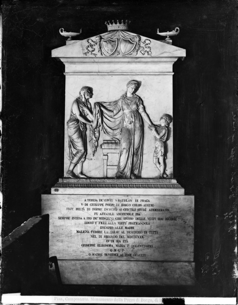 Pisa - Camposanto - Monumento sepolcrale di Teresa dei Conti Wratislaw (negativo) di Lint, Enrico van, Anonimo (XIX/ XX)