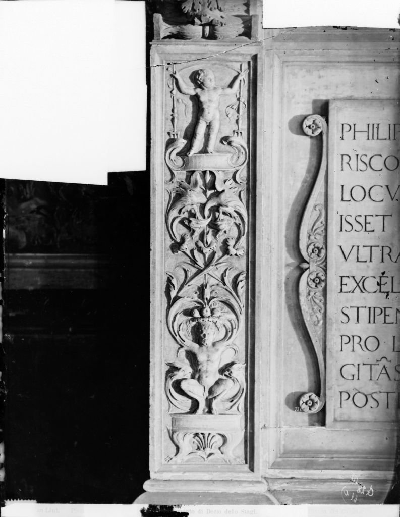 Pisa - Camposanto - Monumento sepolcrale di Filippo Decio (negativo) di Stagi, Stagio, Anonimo (XIX/ XX)