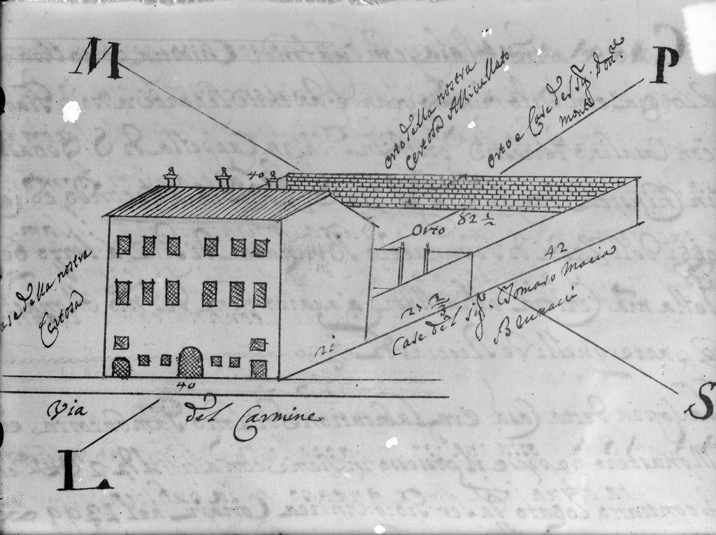 Pisa - Via Vittorio Emanuele II - Disegni (negativo) di Anonimo (XIX/ XX)