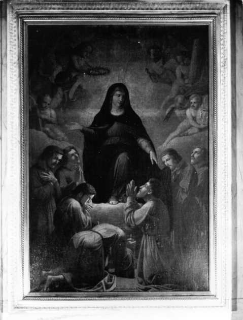 Madonna con i sette fondatori dell'ordine dei servi di Maria (dipinto) di Ridolfi Michele (sec. XIX)