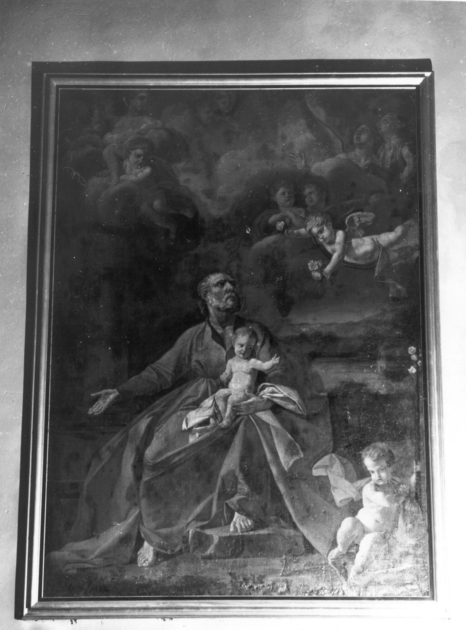 San Giuseppe con Gesù Bambino, San giovanni e angeli (dipinto) - ambito toscano (fine/inizio secc. XVII/ XVIII)