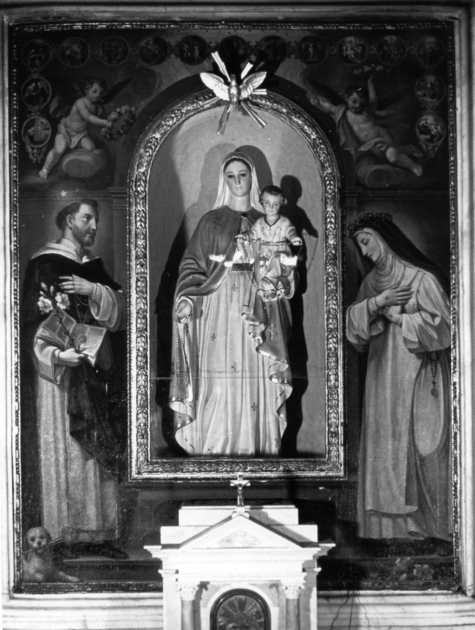 misteri del rosario con San Domenico e Santa Caterina da Siena (dipinto) - bottega toscana (sec. XIX)