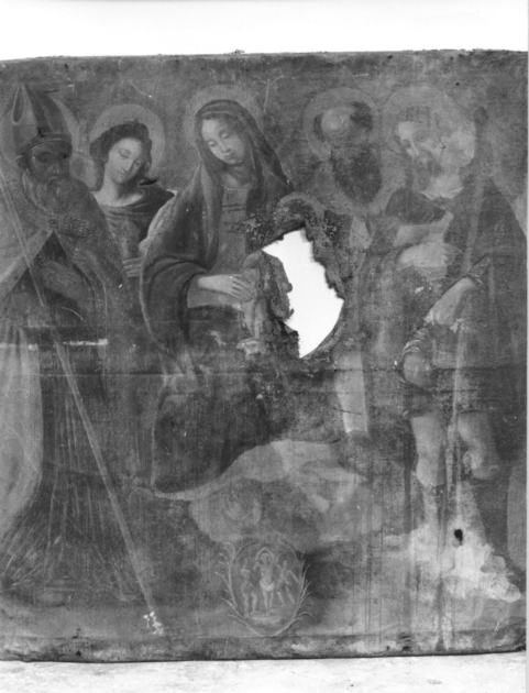 Madonna con Bambino tra San Nicola da Bari, Santa maria maddalena, sant'Antonio Abate, San Rocco (dipinto) - bottega lucchese (sec. XVIII)