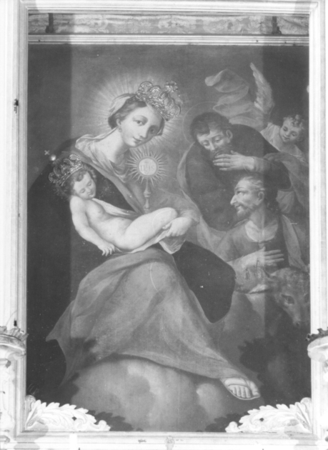 Madonna del Bell'Amore, MADONNA CON BAMBINO, PASTORE E SANTO (dipinto) di Tommasi Guglielmo (fine/inizio secc. XVIII/ XIX)