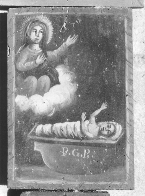 Madonna e infante in culla (ex voto) - bottega versiliese (prima metà sec. XIX)