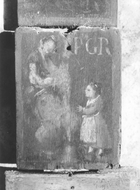 MADONNA CON BAMBINO E DEVOTA (ex voto) di Tommasi Guglielmo (inizio sec. XIX)