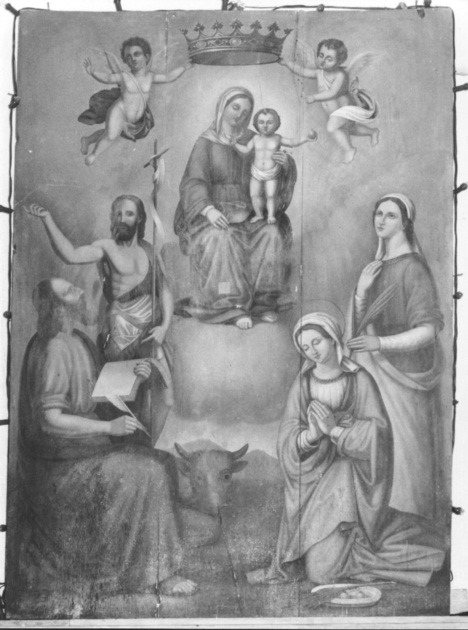 Madonna del Carmelo con San Giovanni Battista, San Matteo, Santa Lucia e Santa martire (dipinto) di Leonetti Ranieri (seconda metà sec. XIX)
