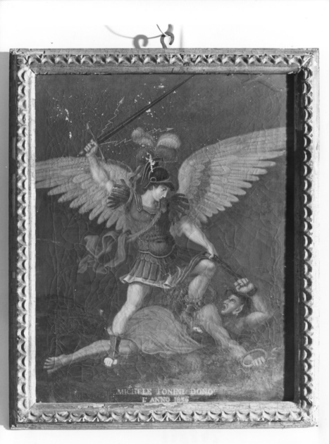 San Michele Arcangelo combatte Satana (dipinto) - ambito italiano (sec. XIX)