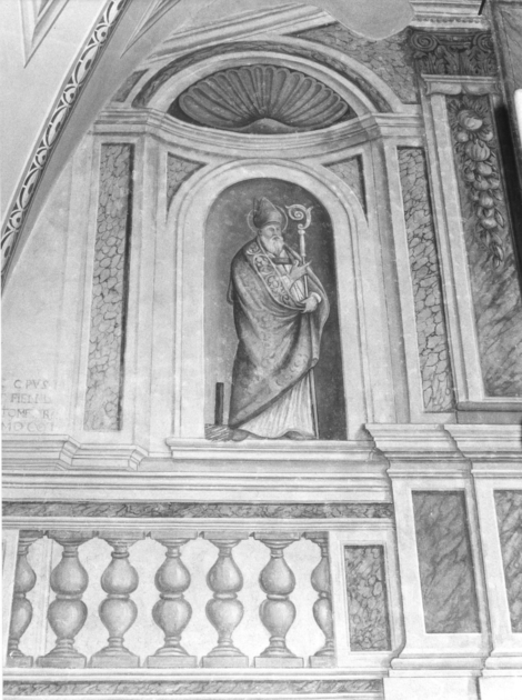 Aarchitettura illusionistica con Santi (dipinto) - ambito italiano (sec. XVII)