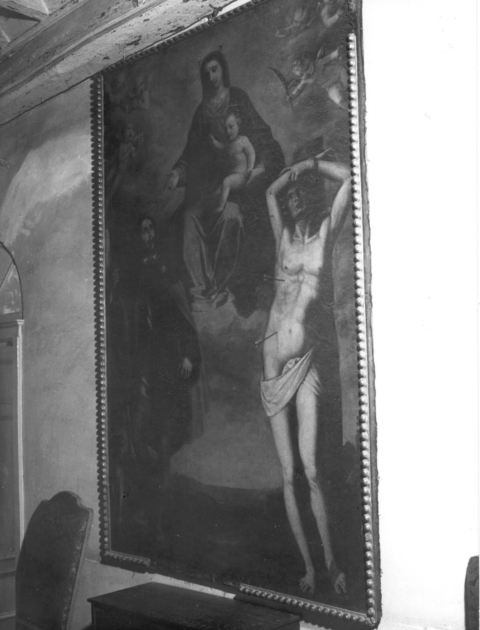 MADONNA CON BAMBINO, SAN ROCCO E SAN SEBASTIANO (dipinto) di Boselli Matteo (sec. XVII)