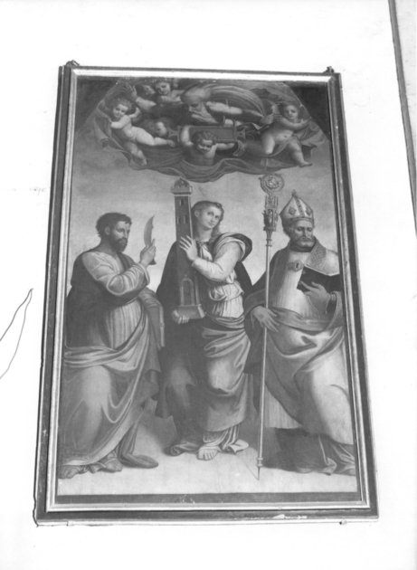DIO PADRE, SANTA BARBARA, SAN BARTOLOMEO E SANT'EMILIO (dipinto) - ambito italiano (primo quarto sec. XVI)