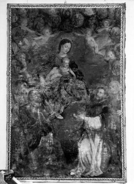 Madonna con Bambino, San Francesco, San Rocco, San Domenico e Santa Catrina da Siena (dipinto) di Boselli Matteo (sec. XVII)