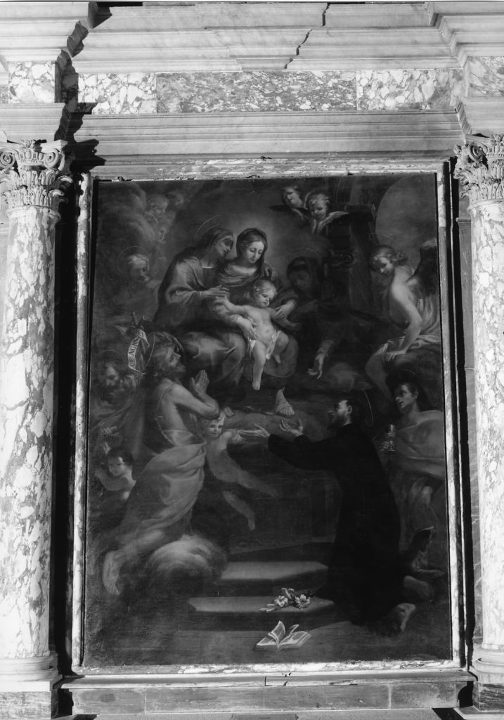 MADONNA CON BAMBINO TRA ANGELI E SANTI (dipinto, opera isolata) di Tommasi Tommaso (prima metà sec. XVIII)