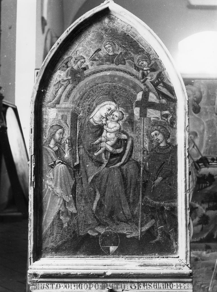 Madonna con Bambino fra San Giacomo e San Vittore (dipinto) di Priamo della Quercia (sec. XV)