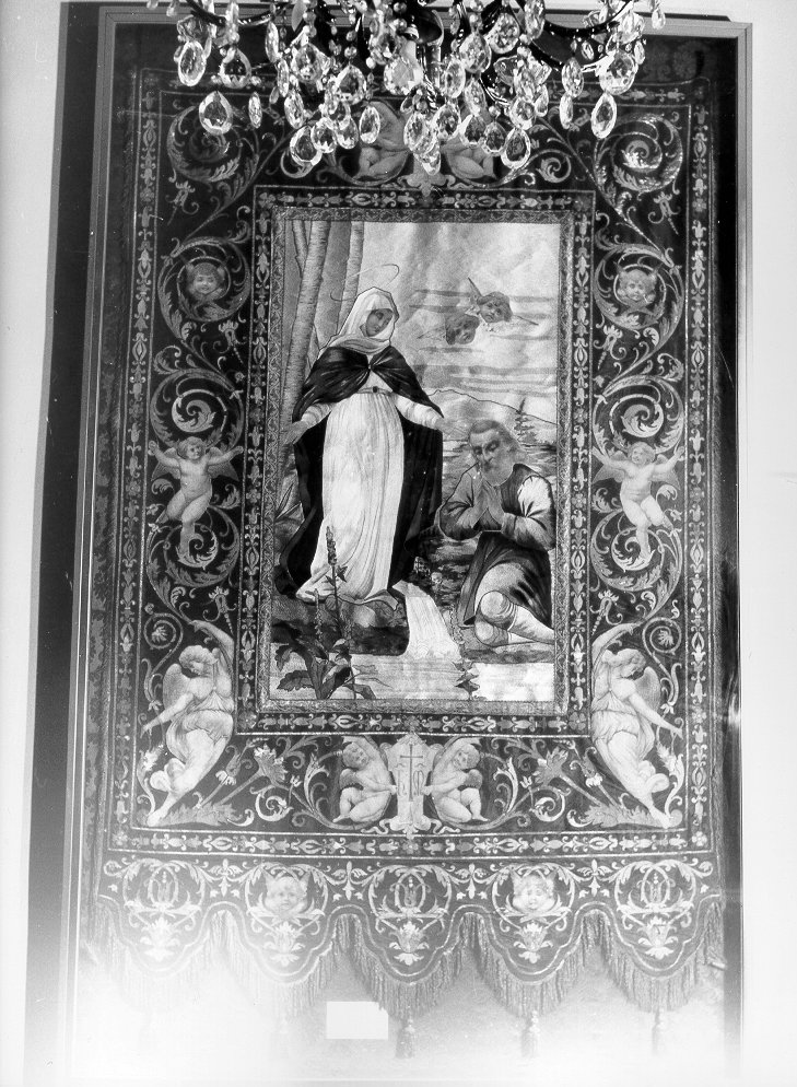 Madonna con devoto e angeli (stendardo processionale) - ambito italiano (sec. XIX)