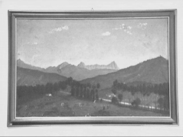 paesaggio con strada di campagna (dipinto) di Barsocchini Francesco (primo quarto sec. XX)