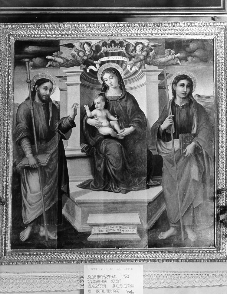 Madonna con Bambino con San Jacopo San Fippo e angeli (dipinto) di Chimenti Jacopo detto Empoli (sec. XVI)