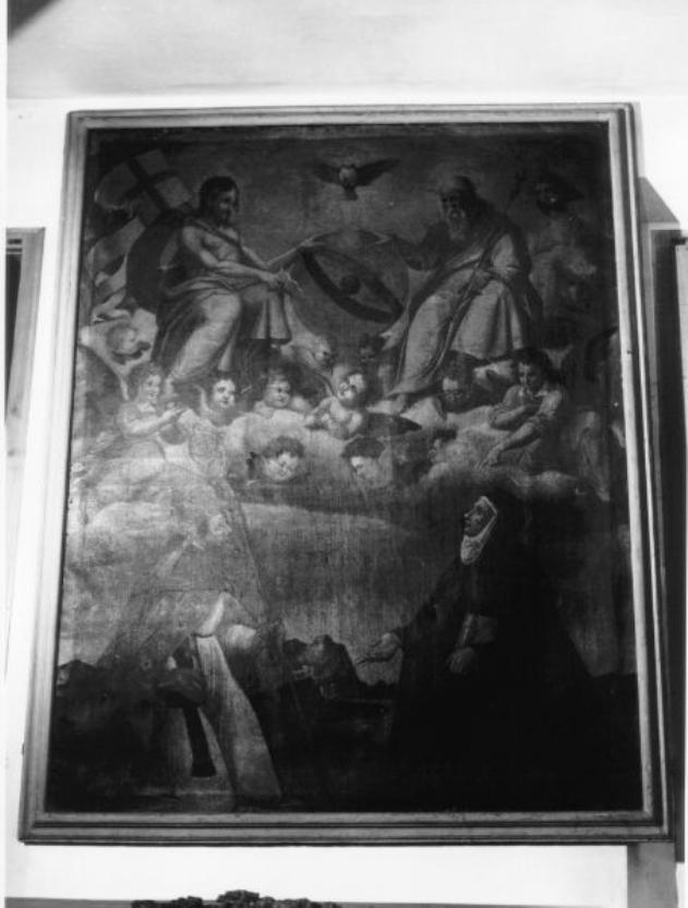 TRINITA' CON SANTO VESCOVO E SANTA (dipinto) - ambito toscano (prima metà sec. XVII)
