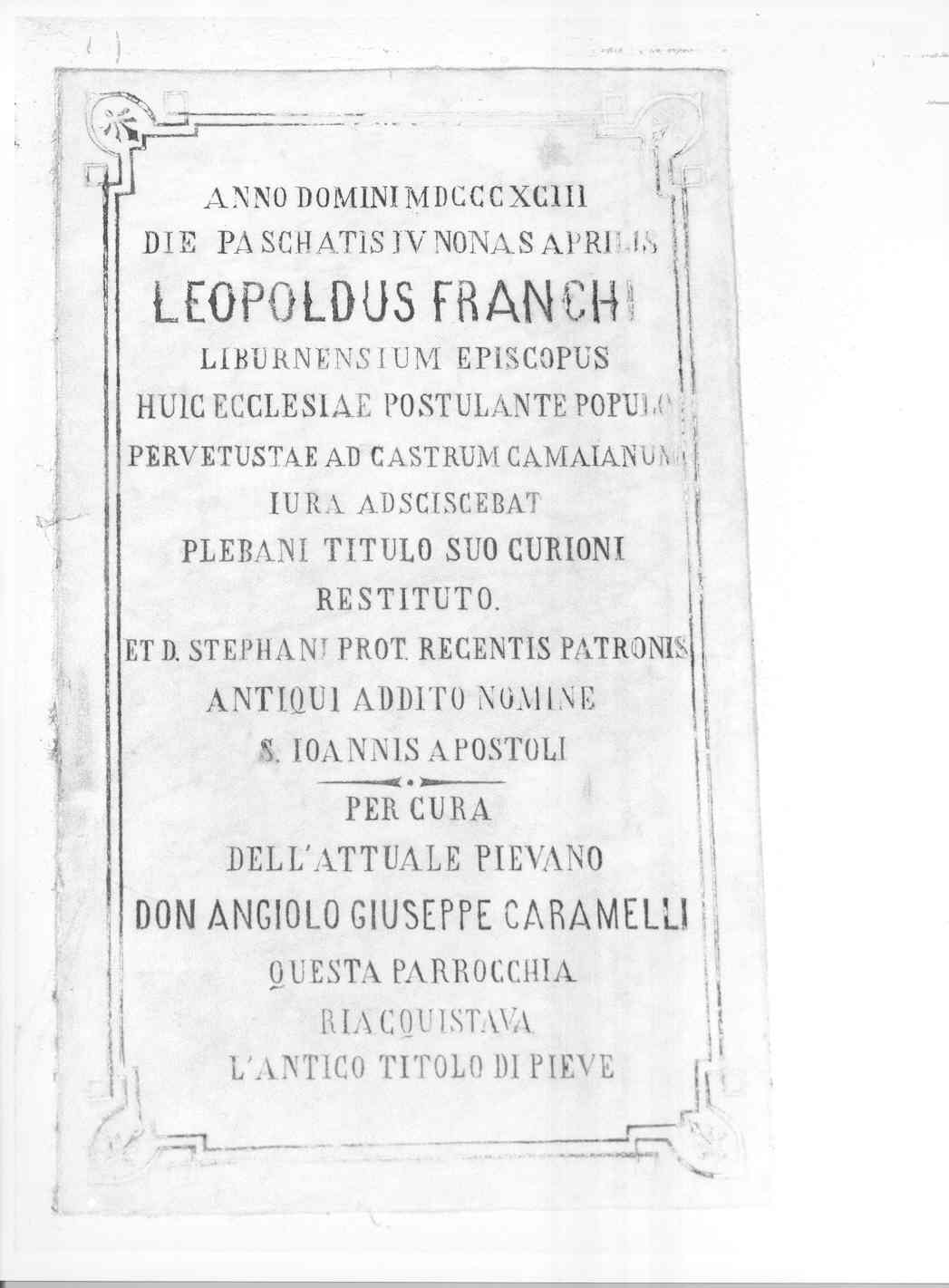 lapide commemorativa - ambito toscano (seconda metà sec. XIX)