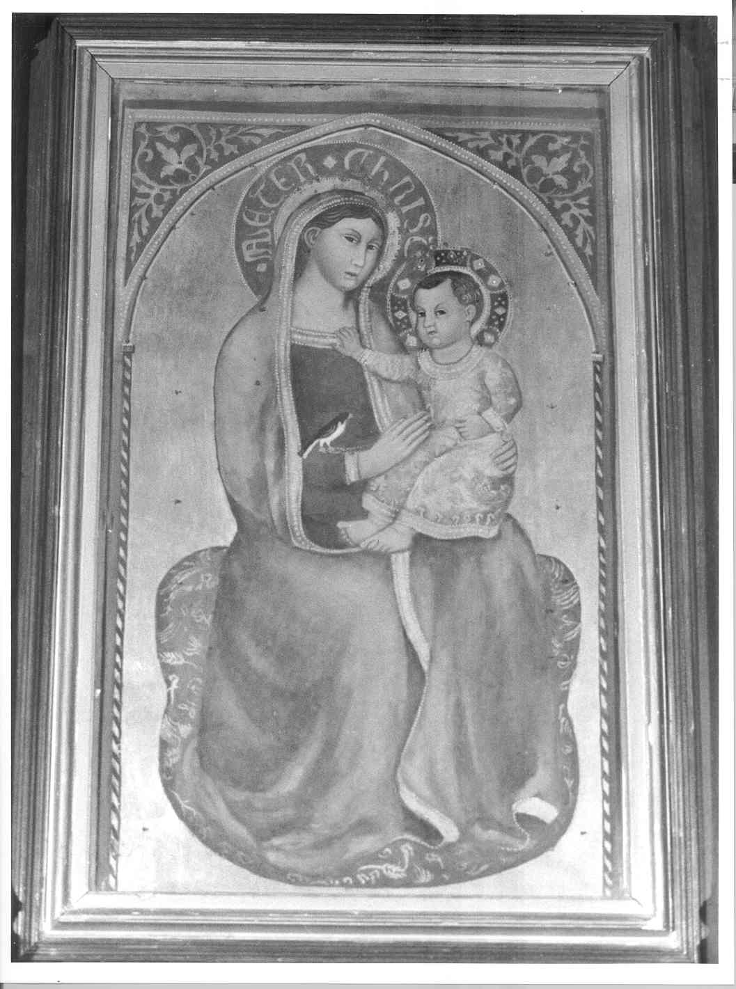 Madonna con Bambino che tiene in mano un uccellino (dipinto) - ambito toscano (metà sec. XIX)