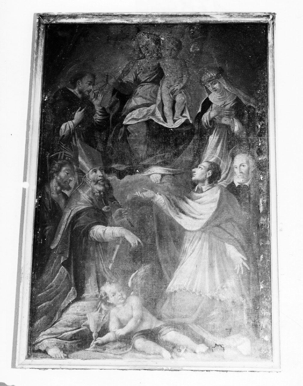 MADONNA CON BAMBINO E SANTI (dipinto) di Bamberini Anton Domenico (attribuito) (fine/inizio secc. XVII/ XVIII)