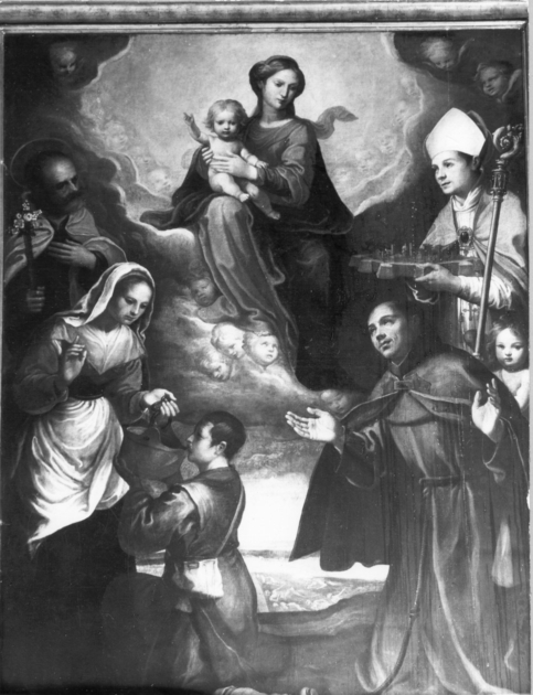 Madonna con Bambino e Santi (dipinto) di Mannucci Gaspare (sec. XVII)