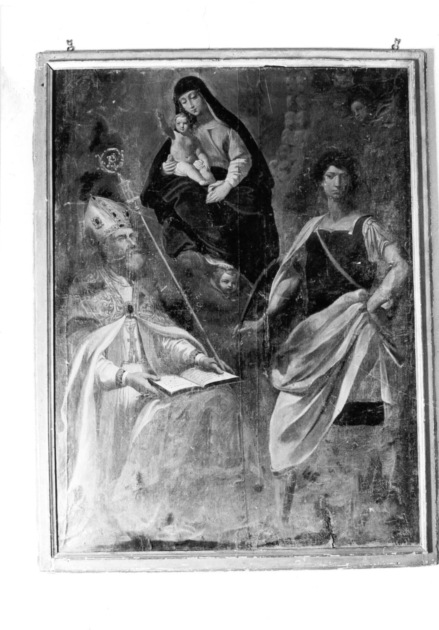 Madonna con Bambino, San Martino e San Ginese (dipinto) di Mannucci Gaspare (sec. XVII)