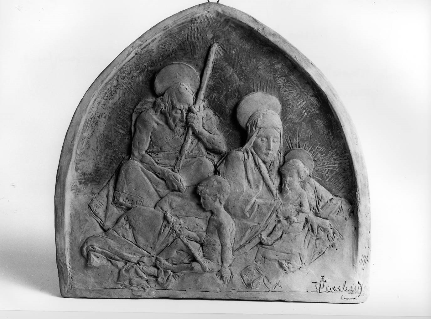 Sacra Famiglia con San Giovanni Battista bambino (formella) di Lucchesi Urbano (sec. XIX)